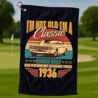 90th Birthday I'm Not Old I'm A Classic Custom Built Car 1936 Golf Towel thumb 1