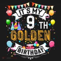 9th Birthday It's My 9th Golden Birthday Vintage T-Shirt thumb 7