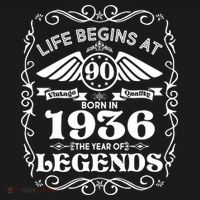 90th Birthday Life Begins At 90 Born In 1936 The Year Of Legends Women's Hoodie thumb 2