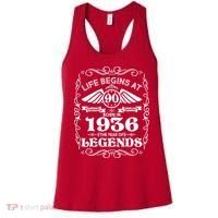 90th Birthday Life Begins At 90 Born In 1936 The Year Of Legends Women's Tank Top thumb 0