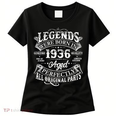 90th Birthday Legends Were Born In 1936 Age Perfectly Vintage Scroll  Women's T-Shirt