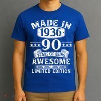90th Birthday Made In 1936 90 Years Of Being Awesome Limited Edition T-Shirt thumb 3