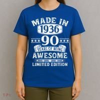 90th Birthday Made In 1936 90 Years Of Being Awesome Limited Edition T-Shirt thumb 4