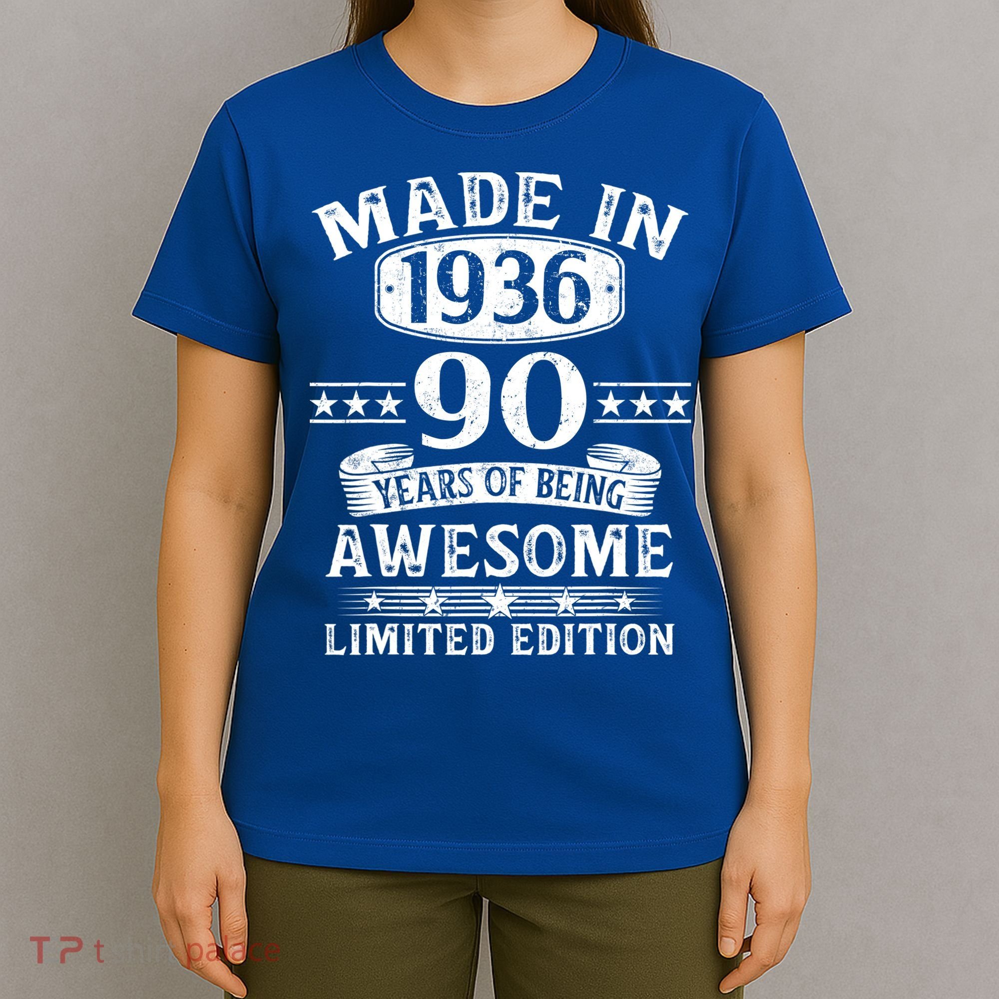 90th Birthday Made In 1936 90 Years Of Being Awesome Limited Edition T-Shirt