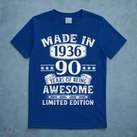 90th Birthday Made In 1936 90 Years Of Being Awesome Limited Edition T-Shirt thumb 5