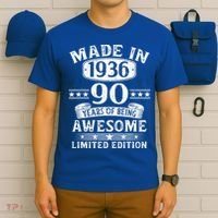 90th Birthday Made In 1936 90 Years Of Being Awesome Limited Edition T-Shirt thumb 6