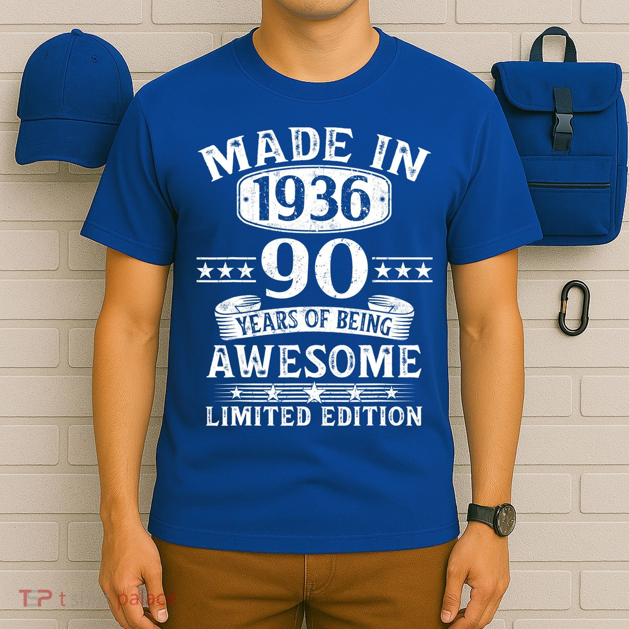 90th Birthday Made In 1936 90 Years Of Being Awesome Limited Edition T-Shirt