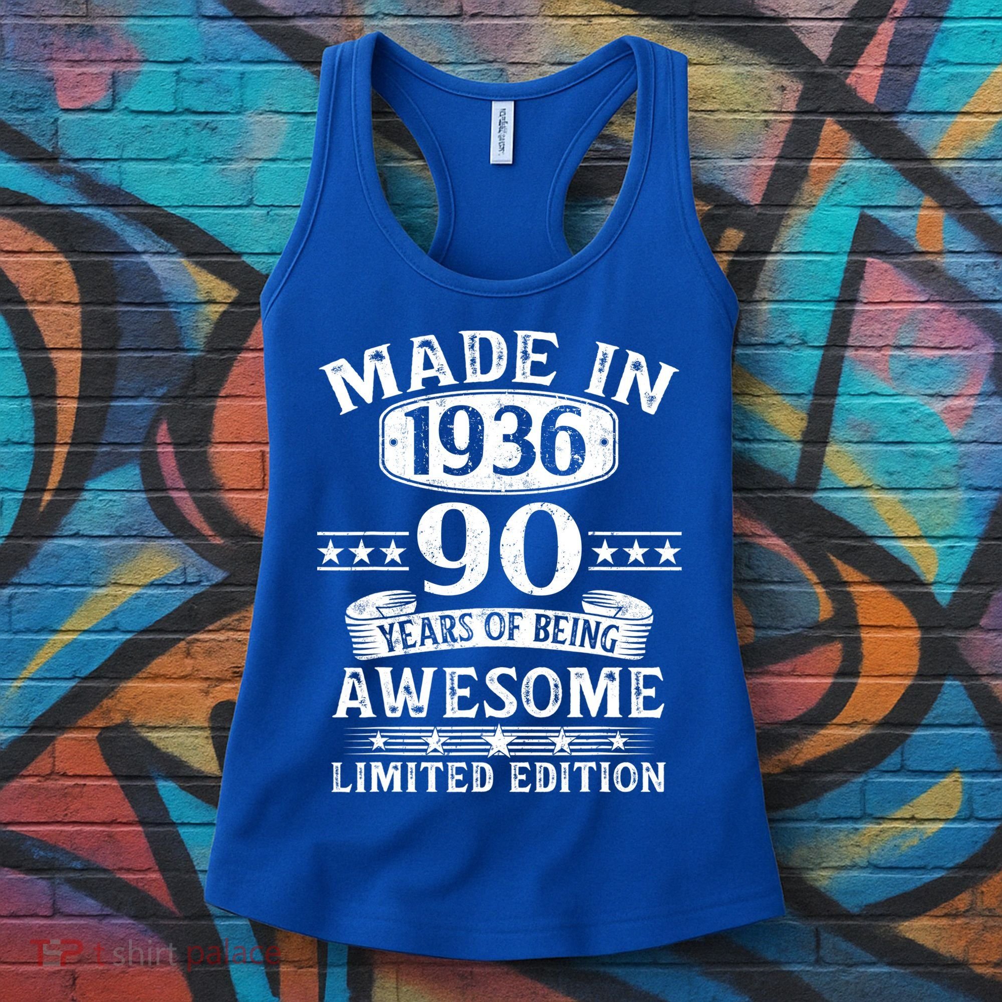 90th Birthday Made In 1936 90 Years Of Being Awesome Limited Edition Women's Tank Top