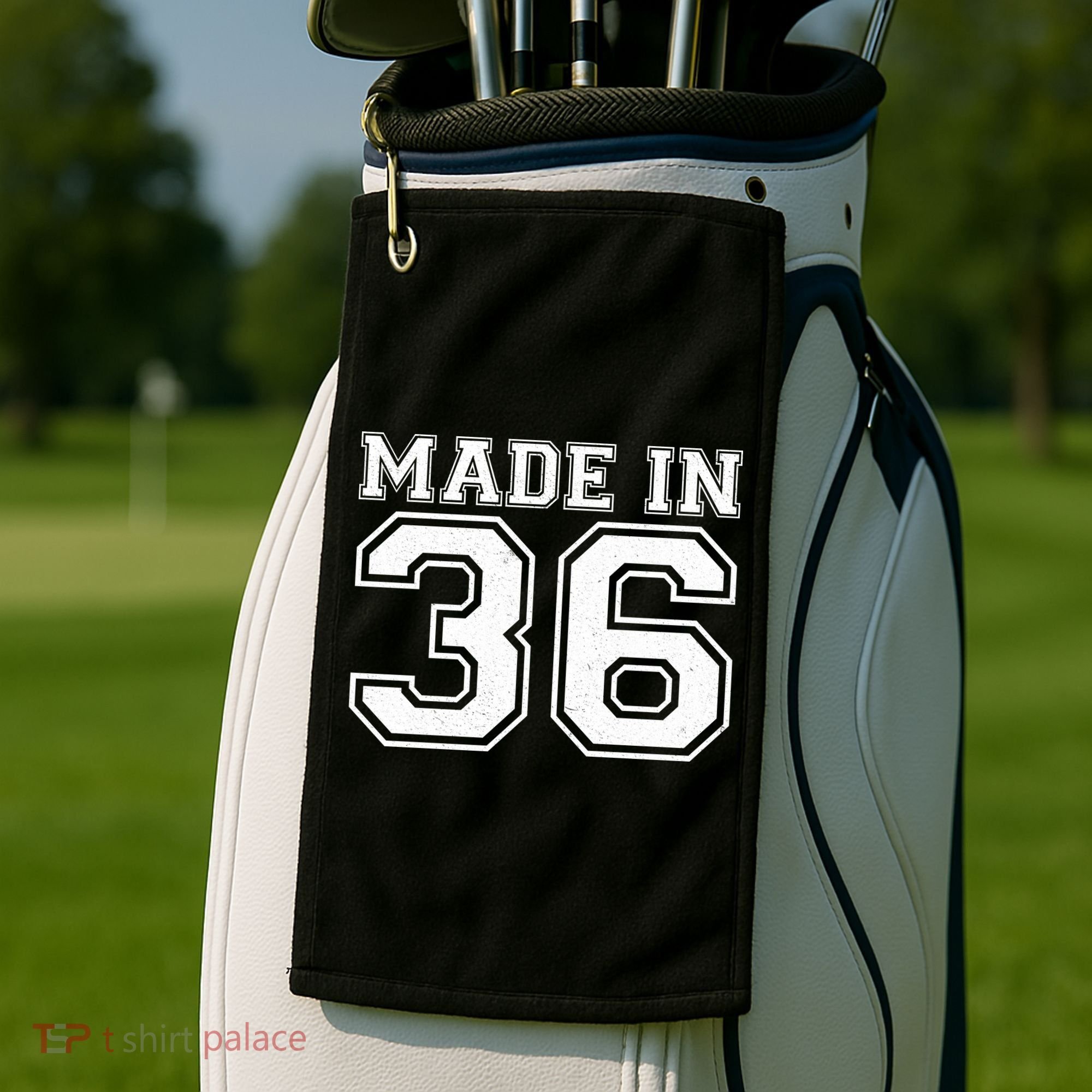 90 Birthday Made In 1936 Sports Jersey Golf Towel