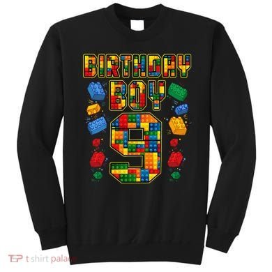 9th Birthday Master Builder 9 Years Old Block Building Sweatshirt