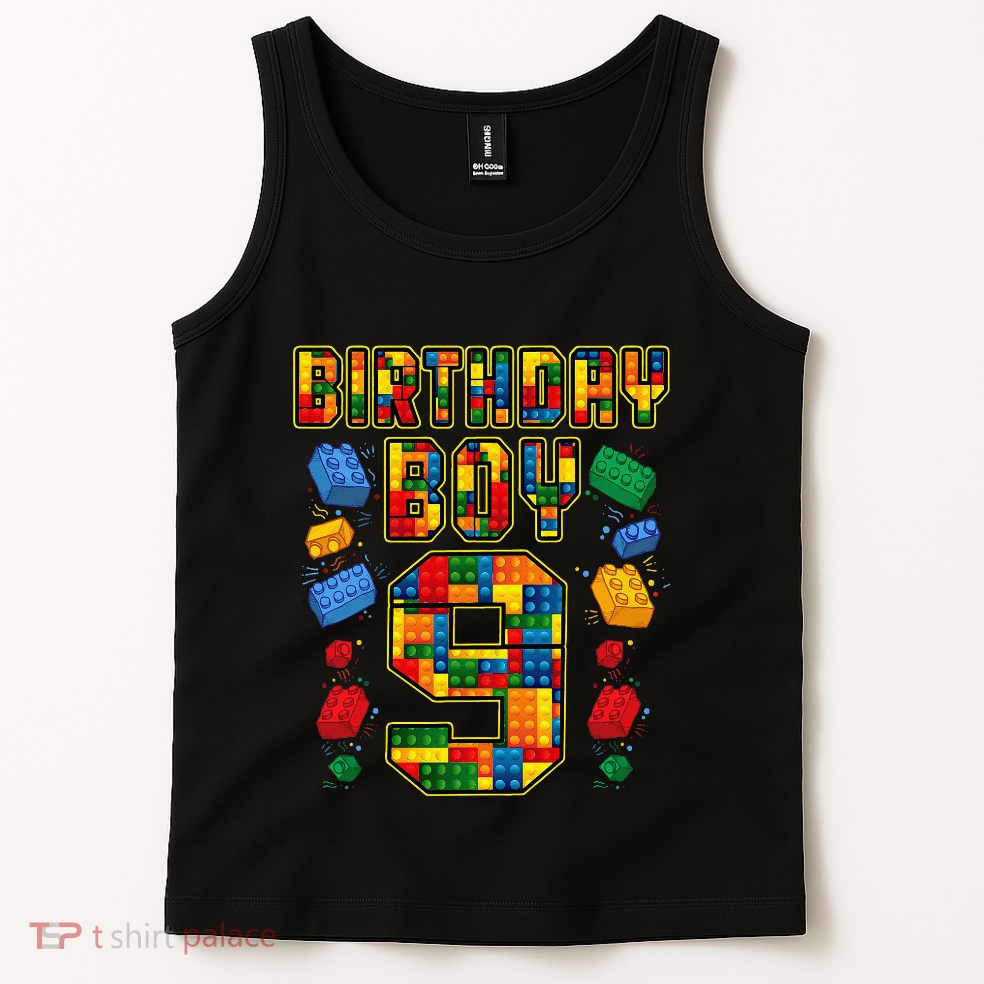 9th Birthday Master Builder 9 Years Old Block Building Tank Top