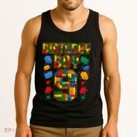 9th Birthday Master Builder 9 Years Old Block Building Tank Top thumb 3