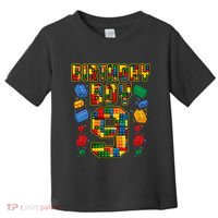 9th Birthday Master Builder 9 Years Old Block Building Toddler T-Shirt thumb 0