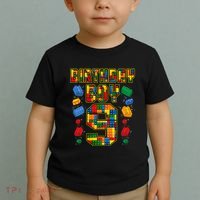 9th Birthday Master Builder 9 Years Old Block Building Toddler T-Shirt thumb 2