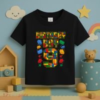 9th Birthday Master Builder 9 Years Old Block Building Toddler T-Shirt thumb 3