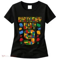 9th Birthday Master Builder 9 Years Old Block Building Women's T-Shirt thumb 0