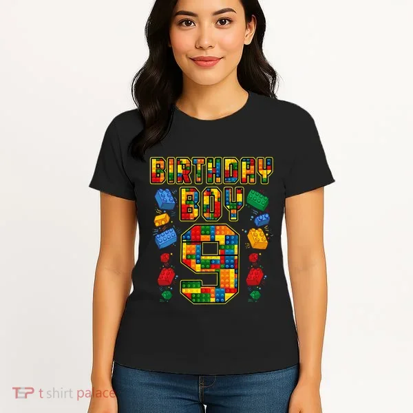 9th Birthday Master Builder 9 Years Old Block Building Women's T-Shirt