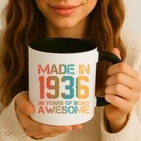 90th Birthday Made In 1936 90 Years Of Being Awesome Coffee Mug thumb 3