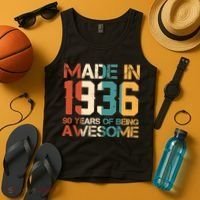 90th Birthday Made In 1936 90 Years Of Being Awesome Tank Top thumb 4