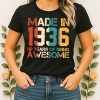 90th Birthday Made In 1936 90 Years Of Being Awesome Women's T-Shirt thumb 2