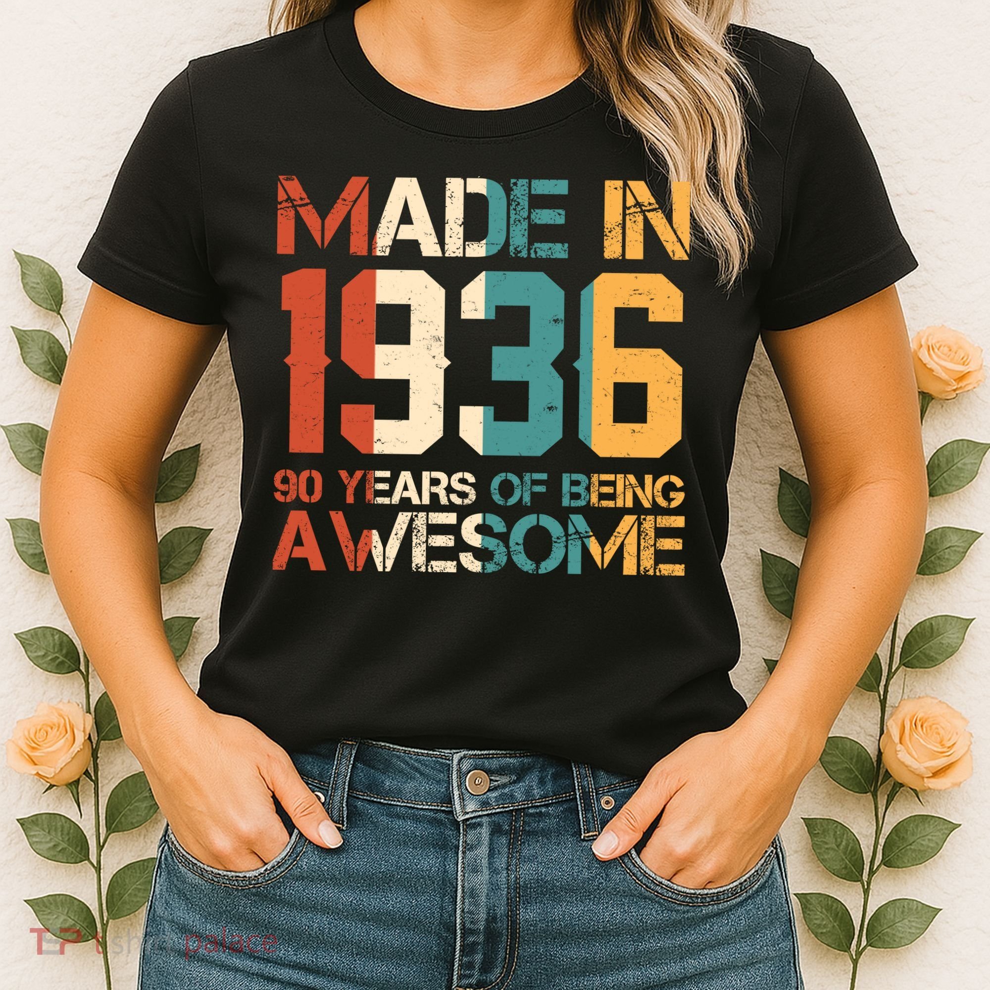 90th Birthday Made In 1936 90 Years Of Being Awesome Women's T-Shirt
