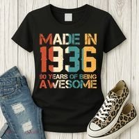 90th Birthday Made In 1936 90 Years Of Being Awesome Women's T-Shirt thumb 3