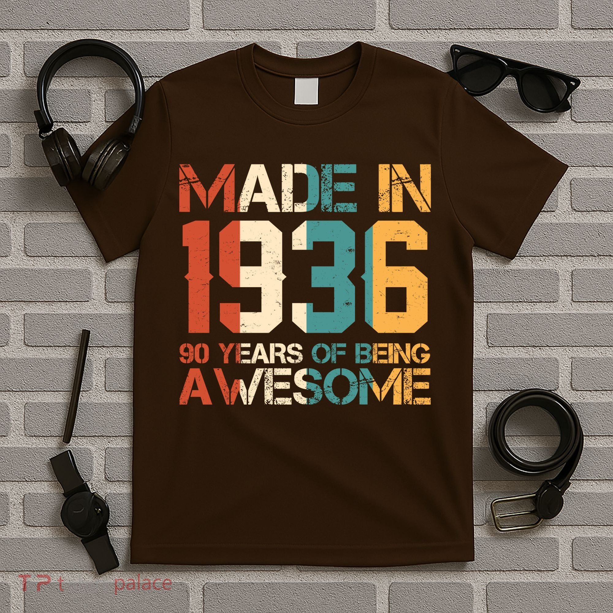 90th Birthday Made In 1936 90 Years Of Being Awesome T-Shirt