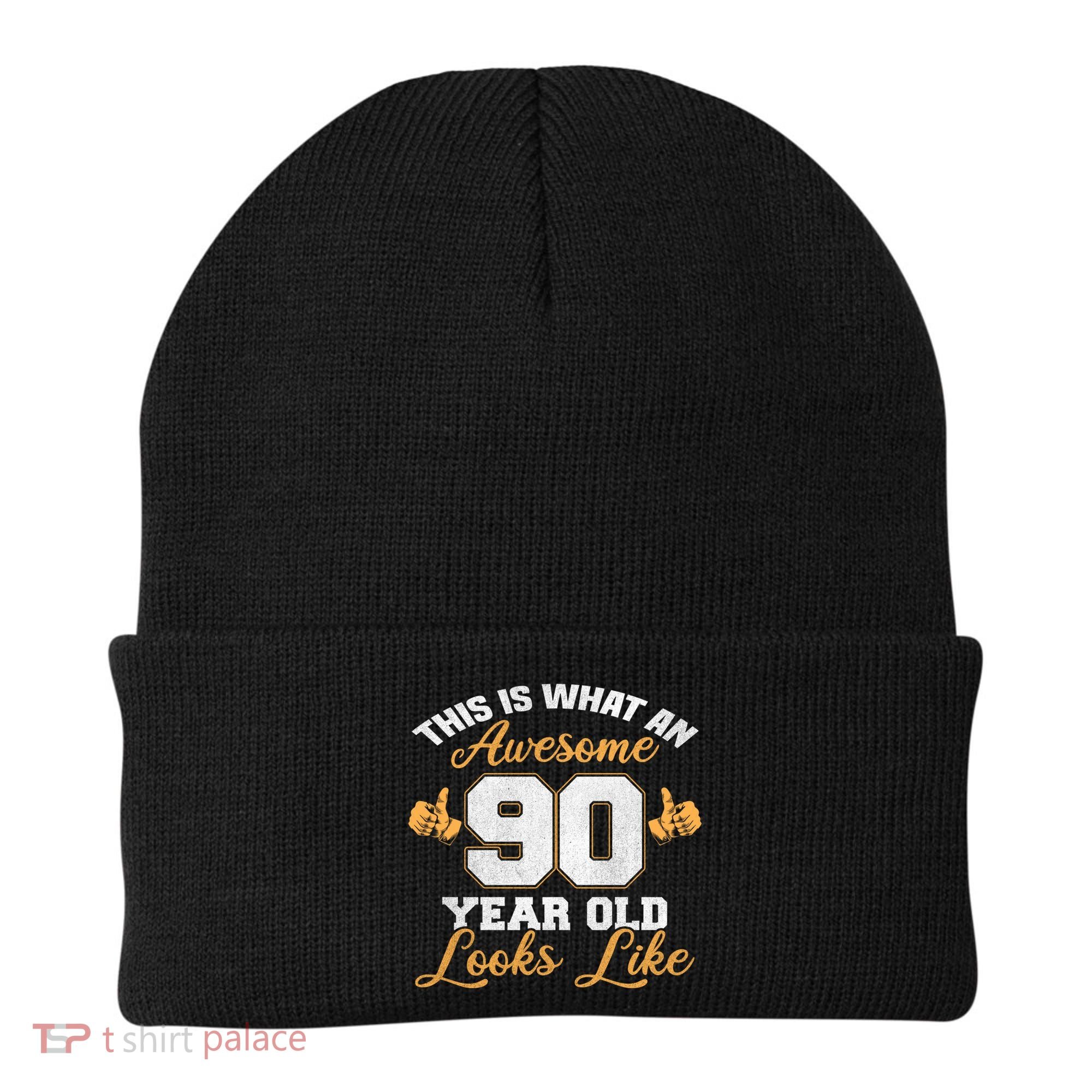 90th Birthday Novelty Gift Awesome 90 Year Old Cool Gift Beanie