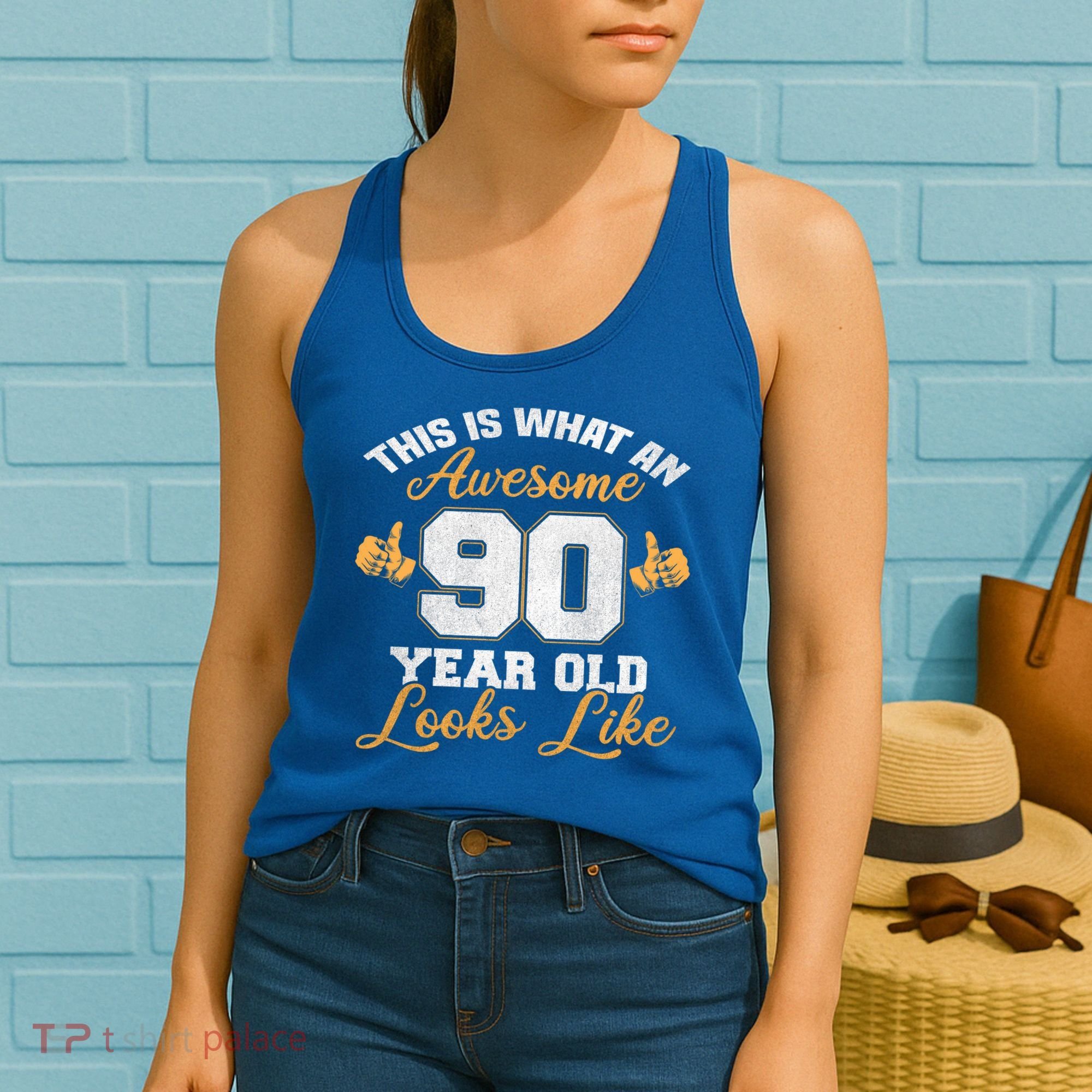 90th Birthday Novelty Gift Awesome 90 Year Old Cool Gift Women's Tank Top