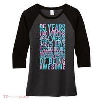 95th Birthday Old Meter 95 Year Old Women's Tri-Blend 3/4-Sleeve Raglan Shirt thumb 0