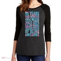 95th Birthday Old Meter 95 Year Old Women's Tri-Blend 3/4-Sleeve Raglan Shirt thumb 2