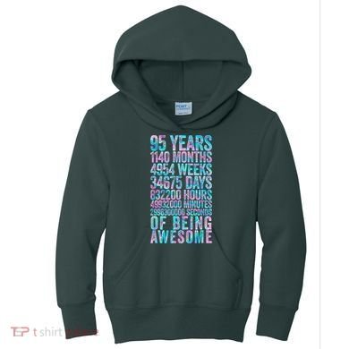 95th Birthday Old Meter 95 Year Old Kids Hoodie