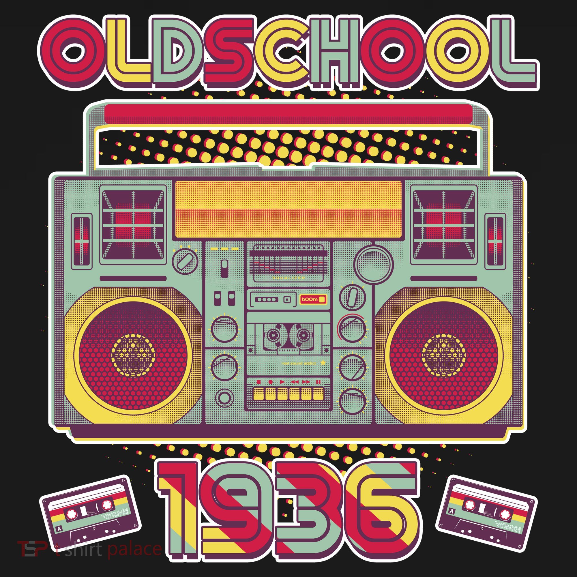 90th Birthday Oldschool Boombox 1936 Ladies PosiCharge Competitor Racerback Tank
