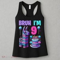 9th Birthday Party Llama Pinata Girl Bruh Im 9 Women's Tank Top thumb 3