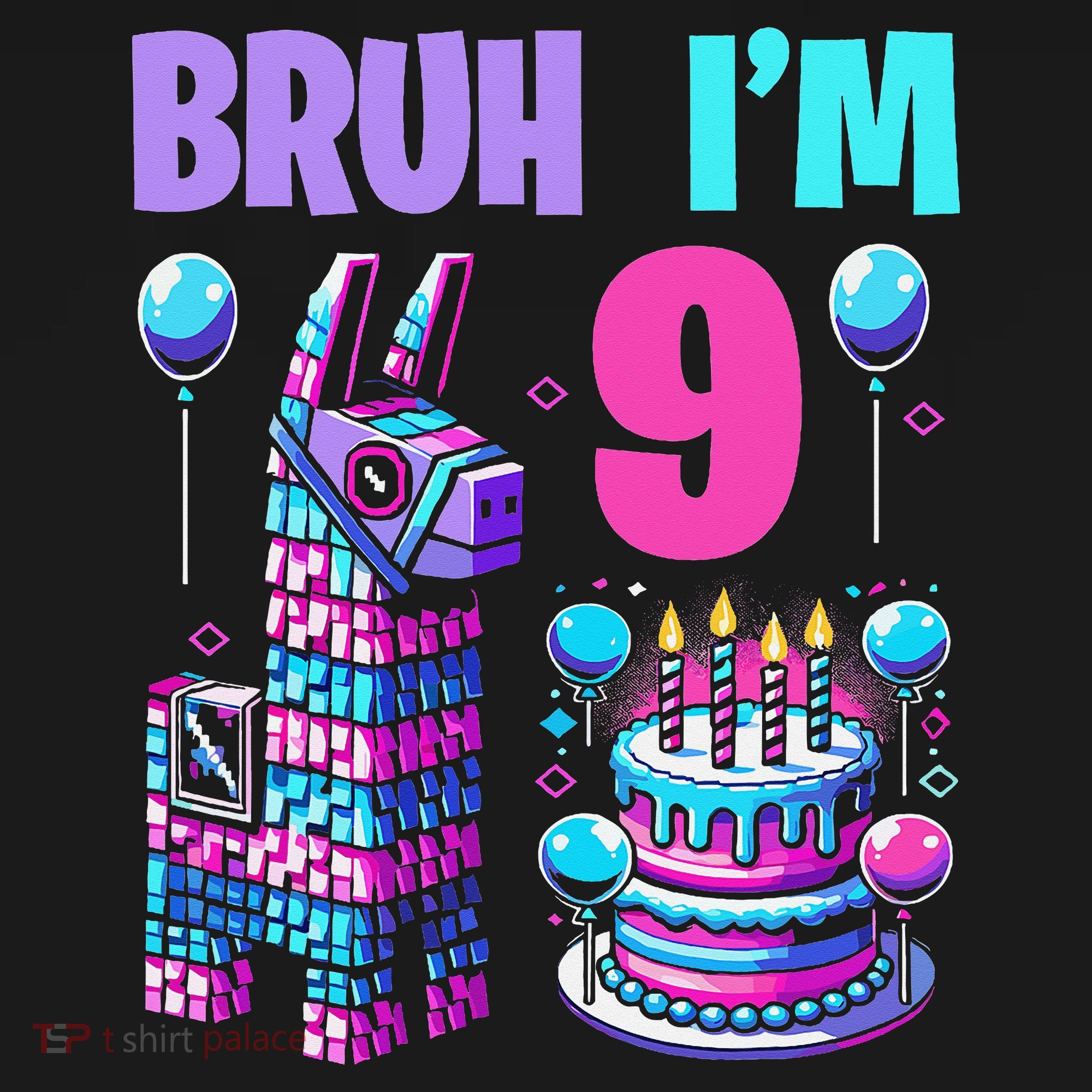 9th Birthday Party Llama Pinata Girl Bruh Im 9 Women's Tank Top