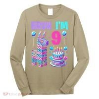 9th Birthday Party Llama Pinata Girl Bruh Im 9 Long Sleeve Shirt thumb 0