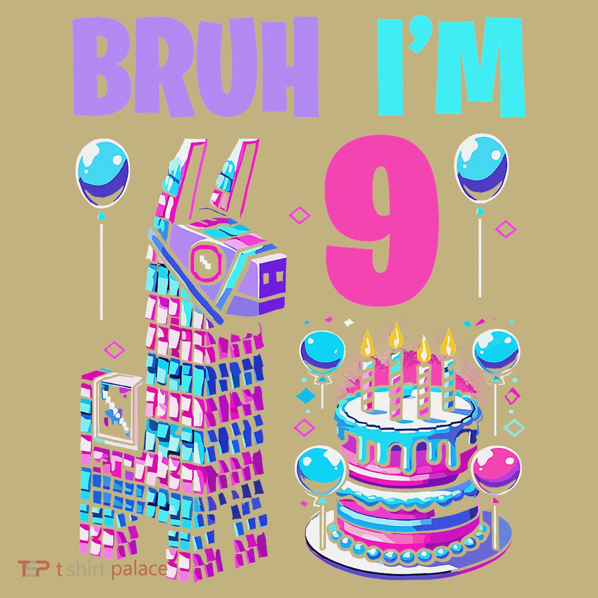 9th Birthday Party Llama Pinata Girl Bruh Im 9 Long Sleeve Shirt