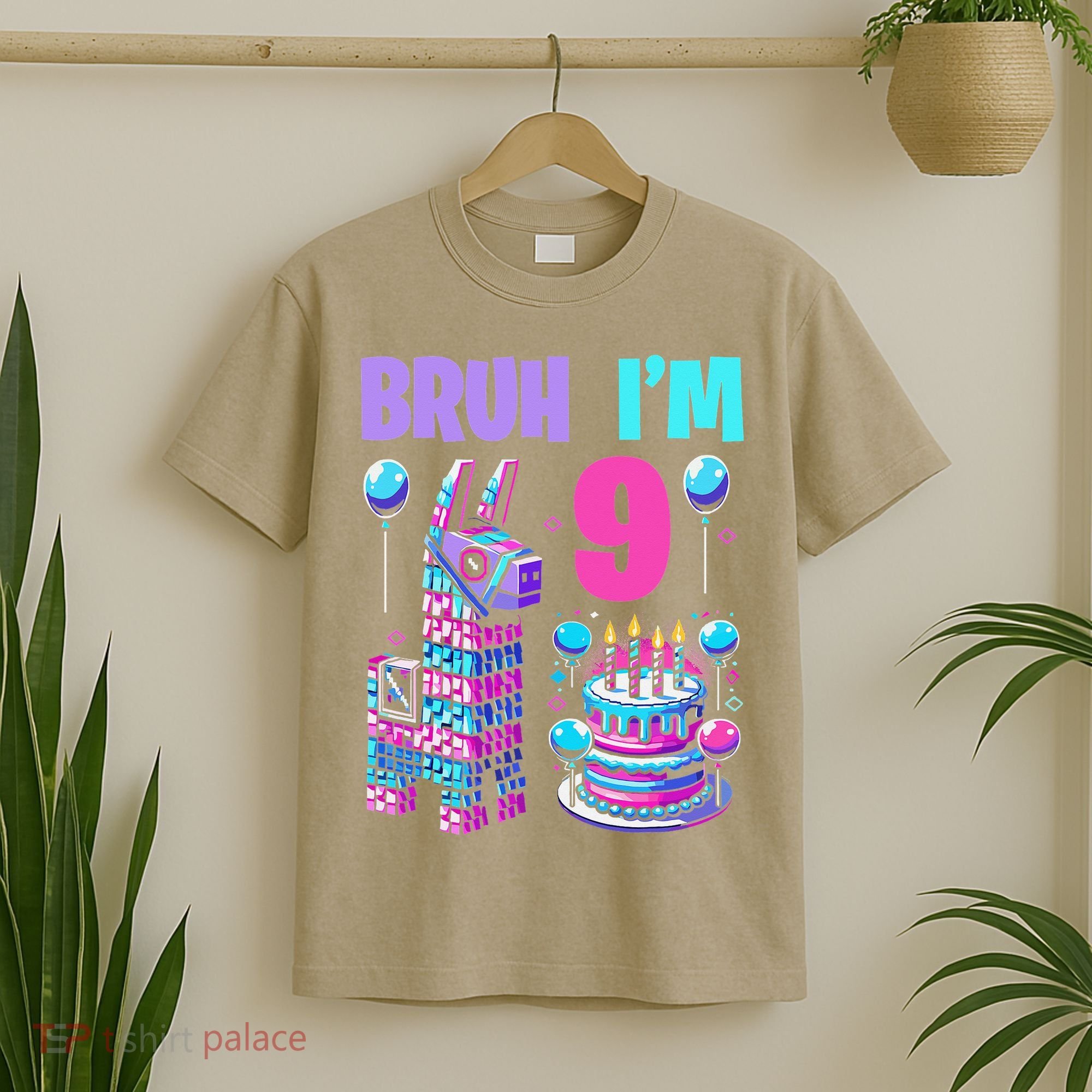 9th Birthday Party Llama Pinata Girl Bruh Im 9 T-Shirt
