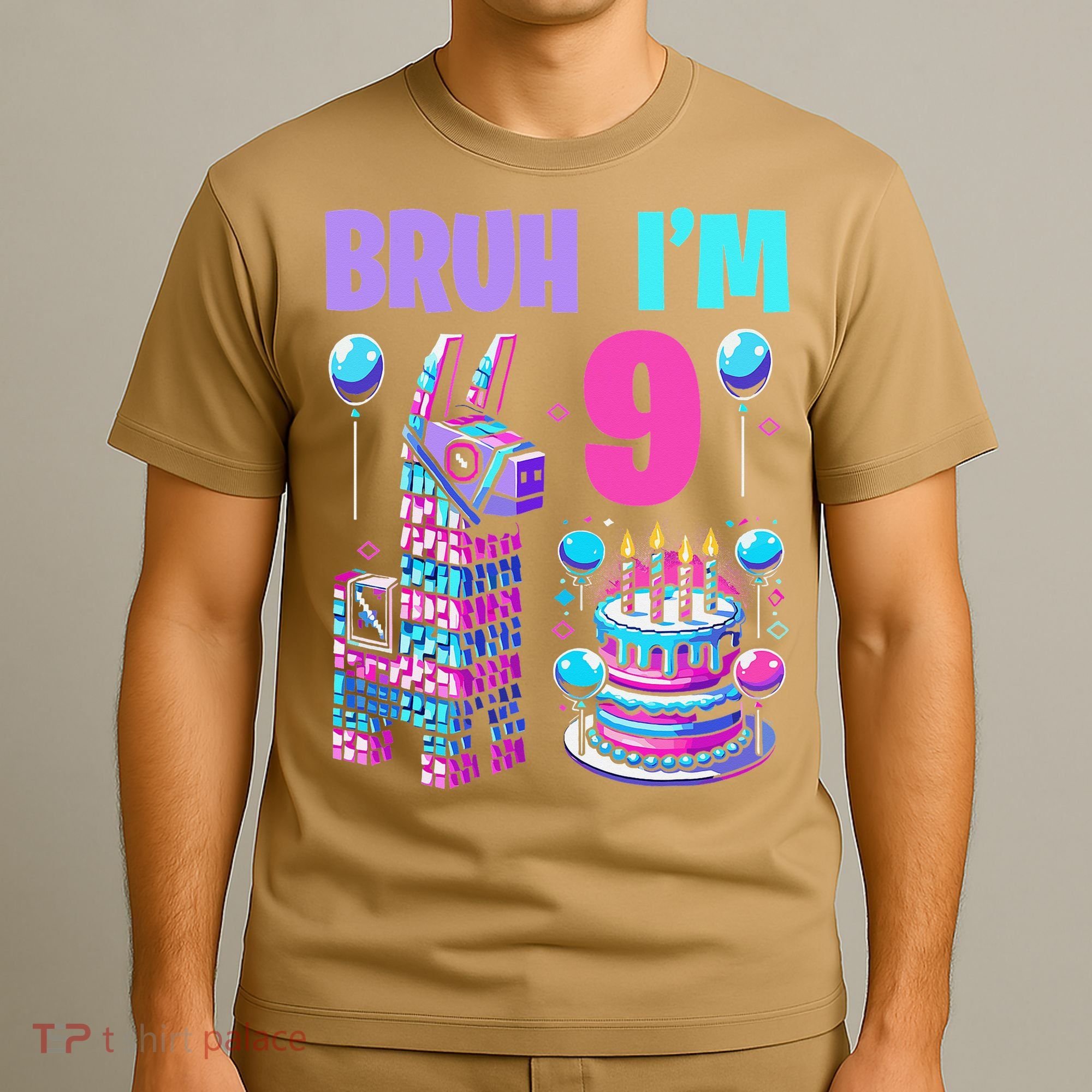 9th Birthday Party Llama Pinata Girl Bruh Im 9 T-Shirt