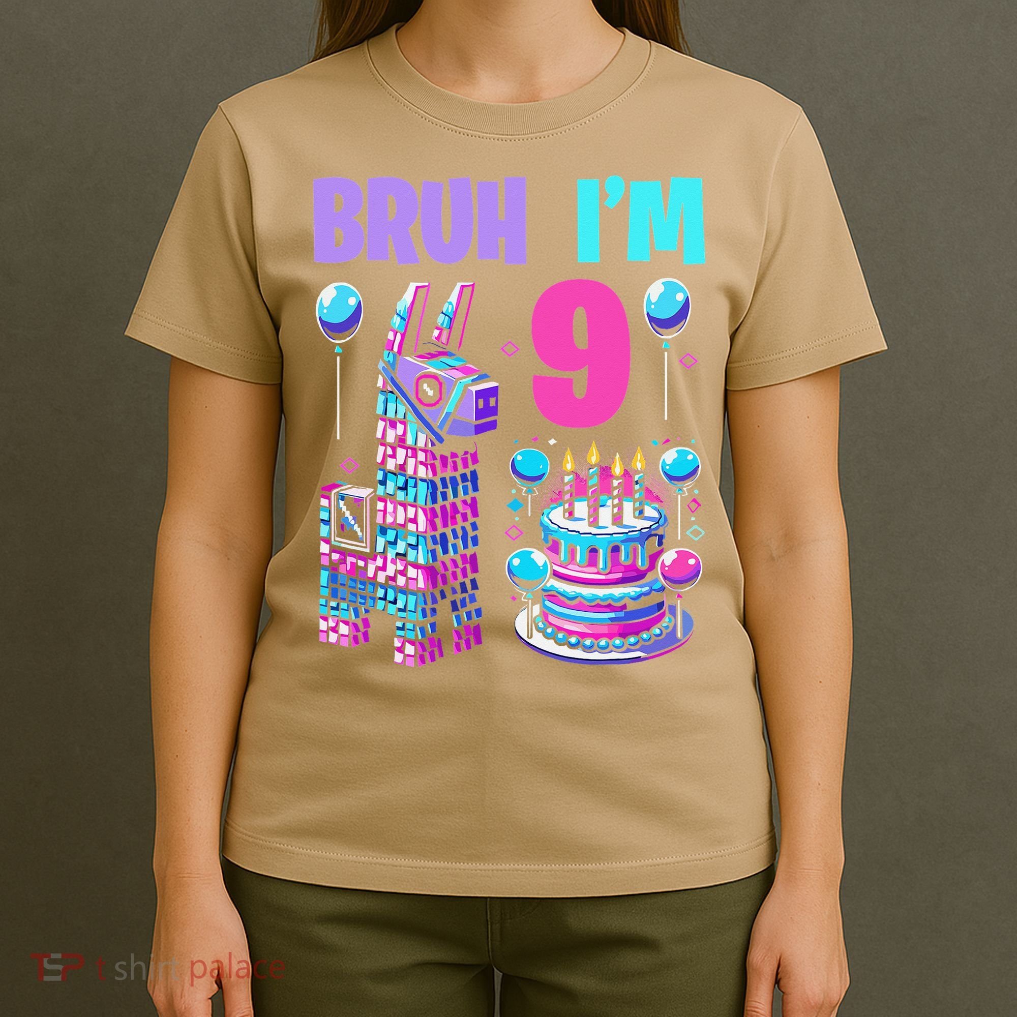 9th Birthday Party Llama Pinata Girl Bruh Im 9 T-Shirt