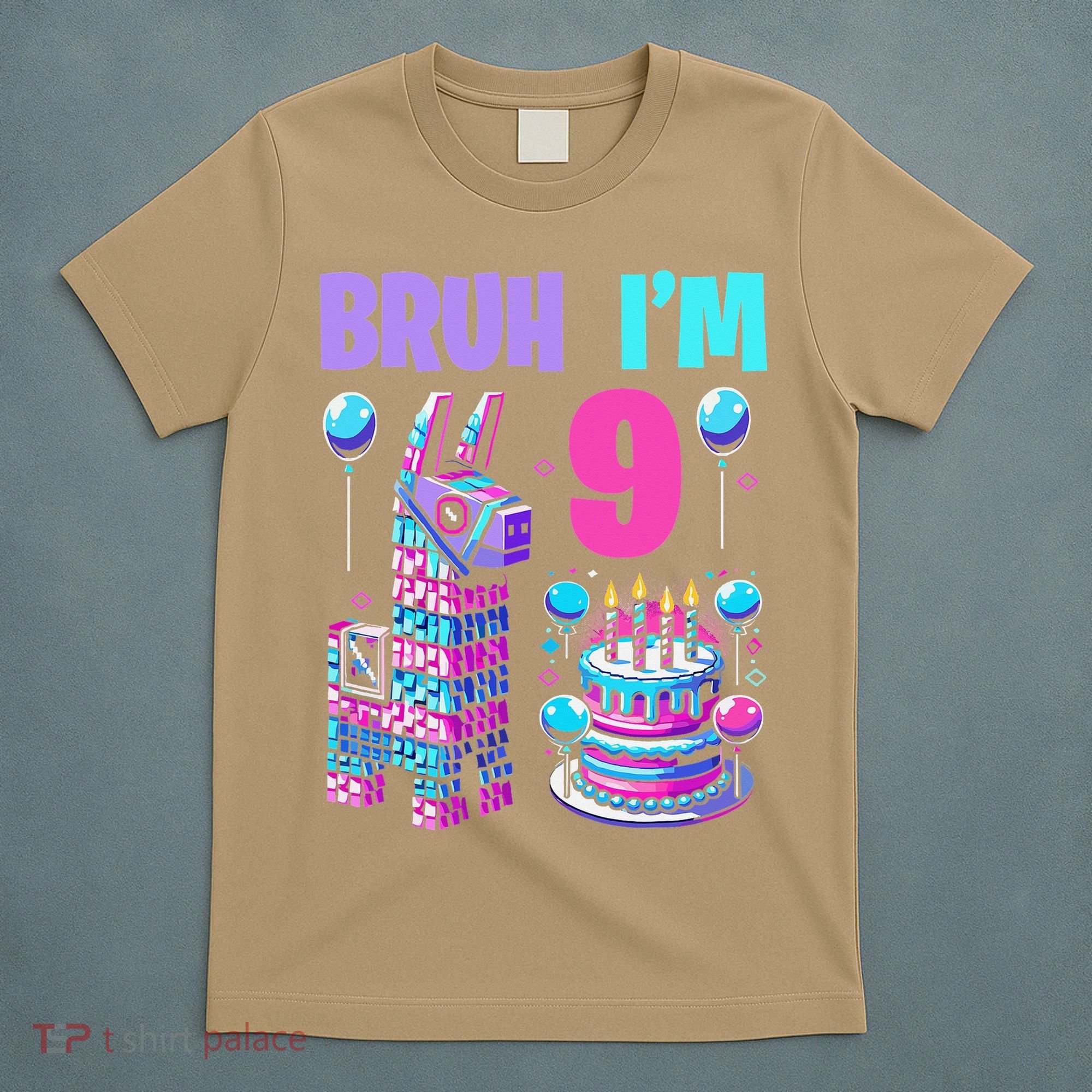 9th Birthday Party Llama Pinata Girl Bruh Im 9 T-Shirt