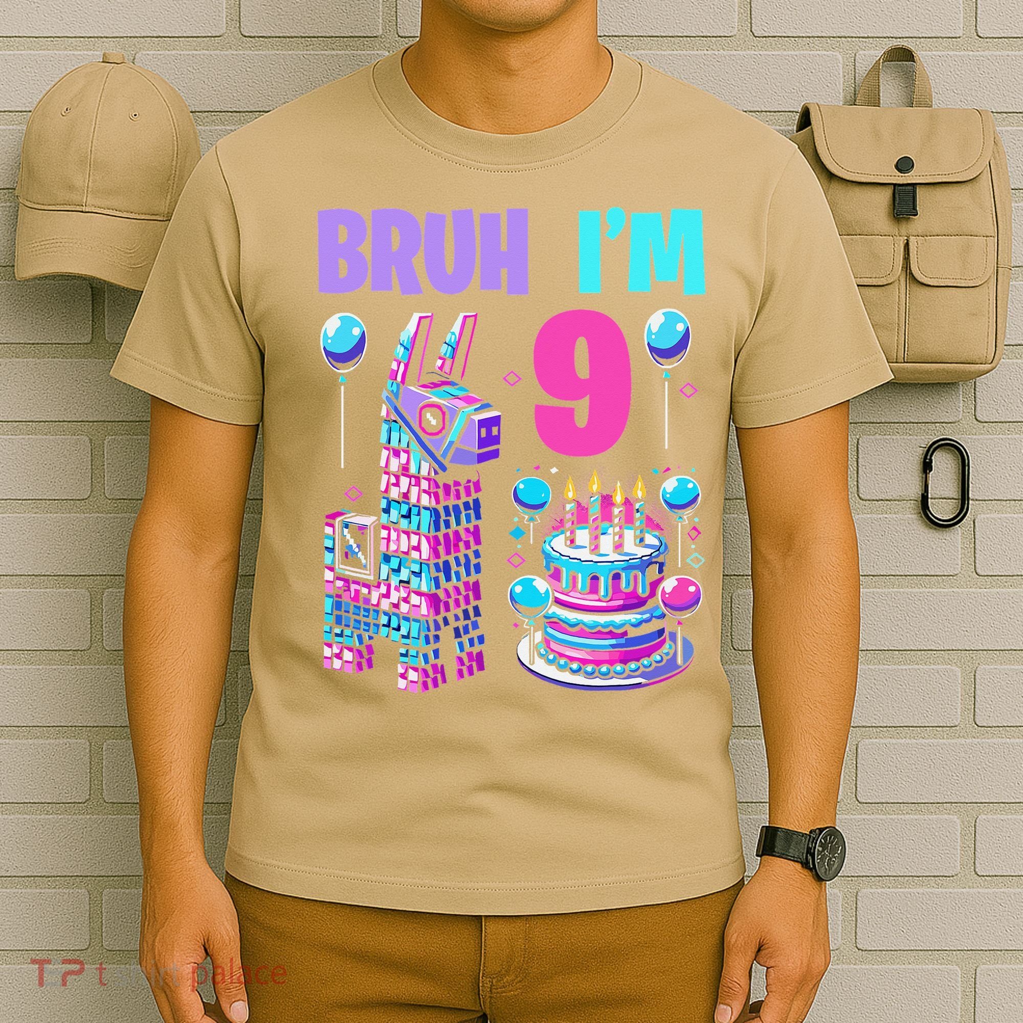 9th Birthday Party Llama Pinata Girl Bruh Im 9 T-Shirt