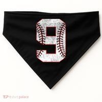 9th Birthday party Nine 9 Year Old Baseball Bday USA-Made Doggie Bandana thumb 0