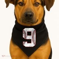 9th Birthday party Nine 9 Year Old Baseball Bday USA-Made Doggie Bandana thumb 1
