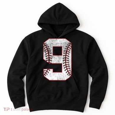 9th Birthday party Nine 9 Year Old Baseball Bday Hoodie