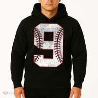 9th Birthday party Nine 9 Year Old Baseball Bday Hoodie thumb 2
