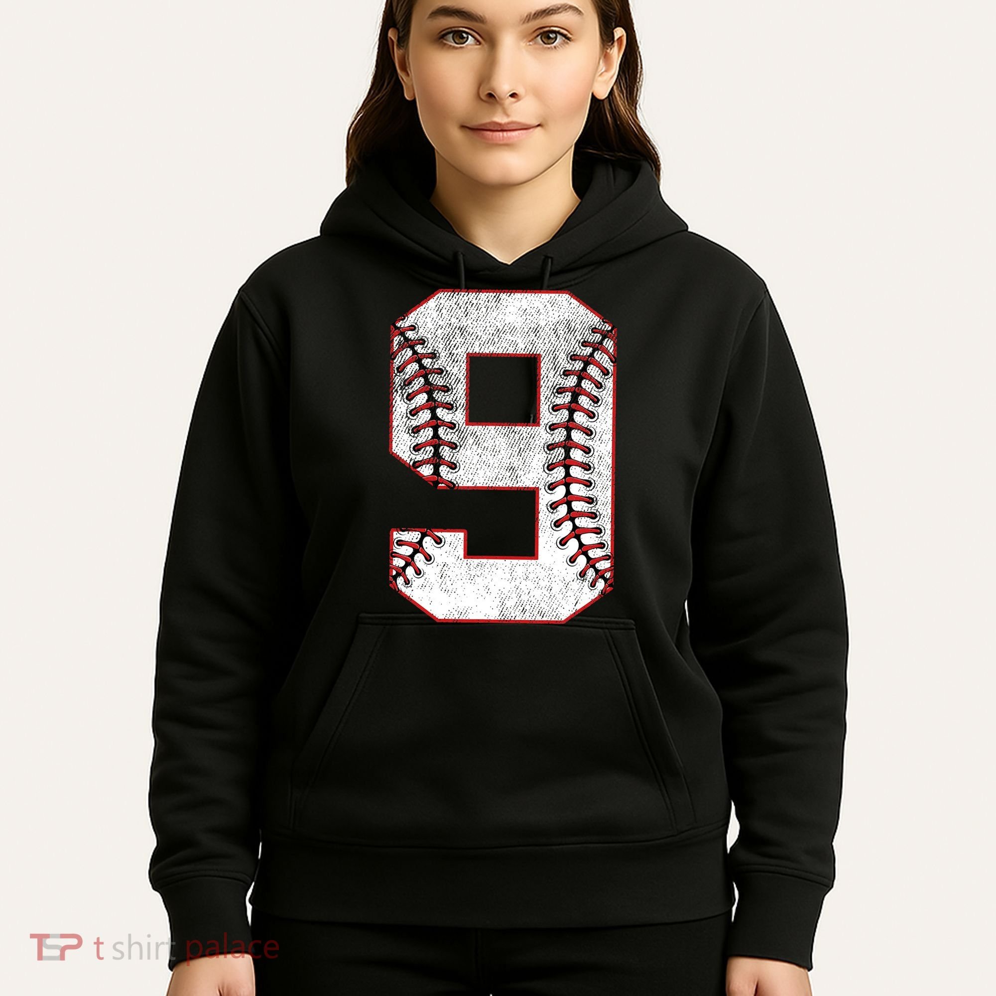9th Birthday party Nine 9 Year Old Baseball Bday Hoodie