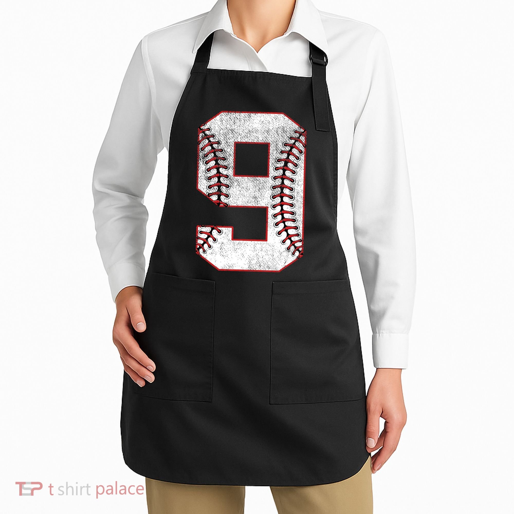 9th Birthday party Nine 9 Year Old Baseball Bday Apron