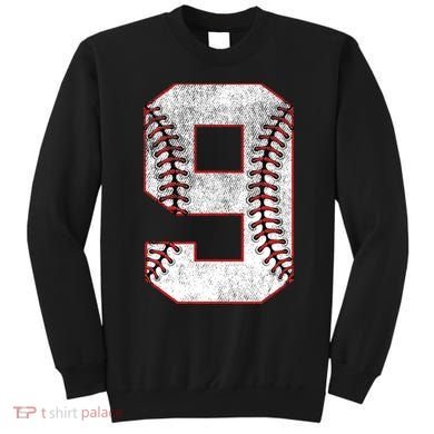 9th Birthday party Nine 9 Year Old Baseball Bday Sweatshirt