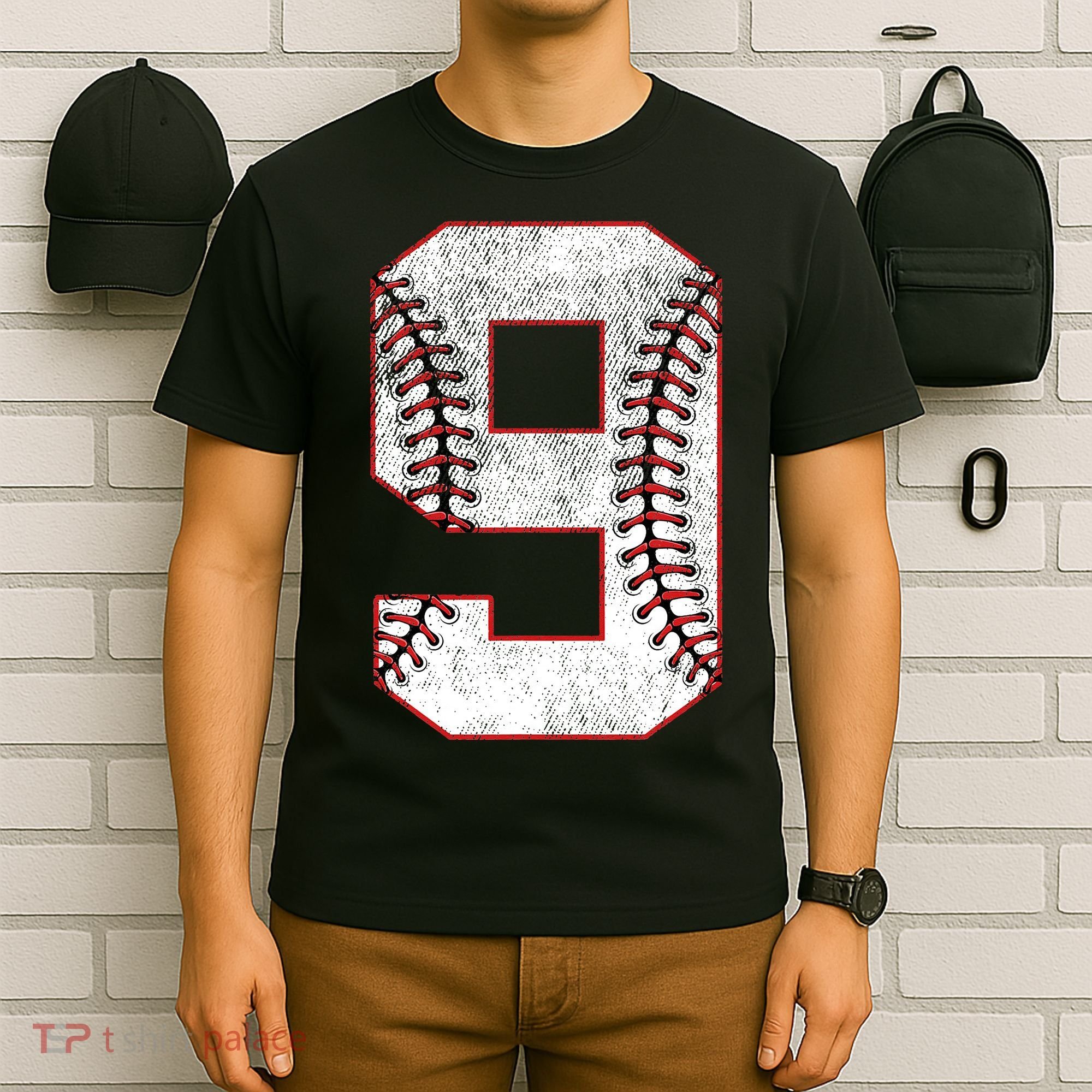 9th Birthday party Nine 9 Year Old Baseball Bday T-Shirt